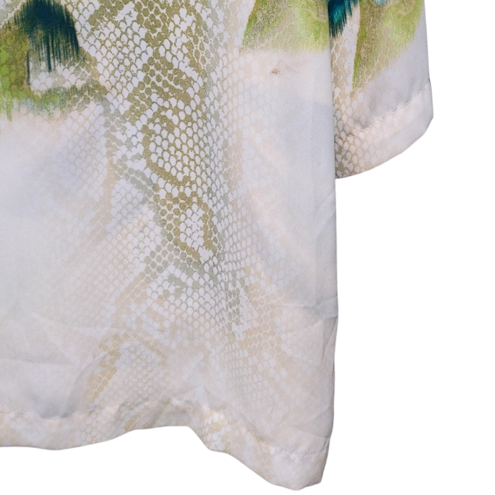 Chico's Tropical Fauna Olive Snake Pattern Tunic Top Womens Size 2 Large - Picture 8 of 10